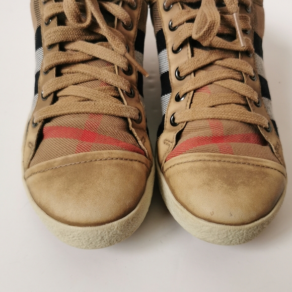 Burberry Tan and Black Checkered Sneakers - Picture 4 of 8